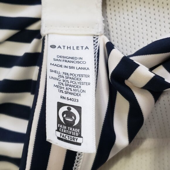 Athleta Bra Women's S Navy White Striped High Neck Sports Yoga Active - Picture 5 of 6